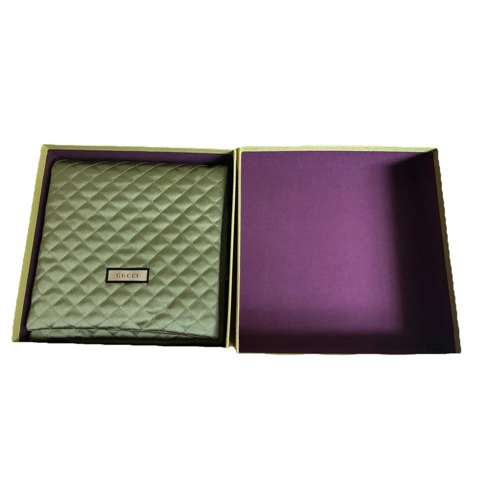 Gucci‎ Gift Box And Dust Bag Green Quilted 9.5x9.5x3
